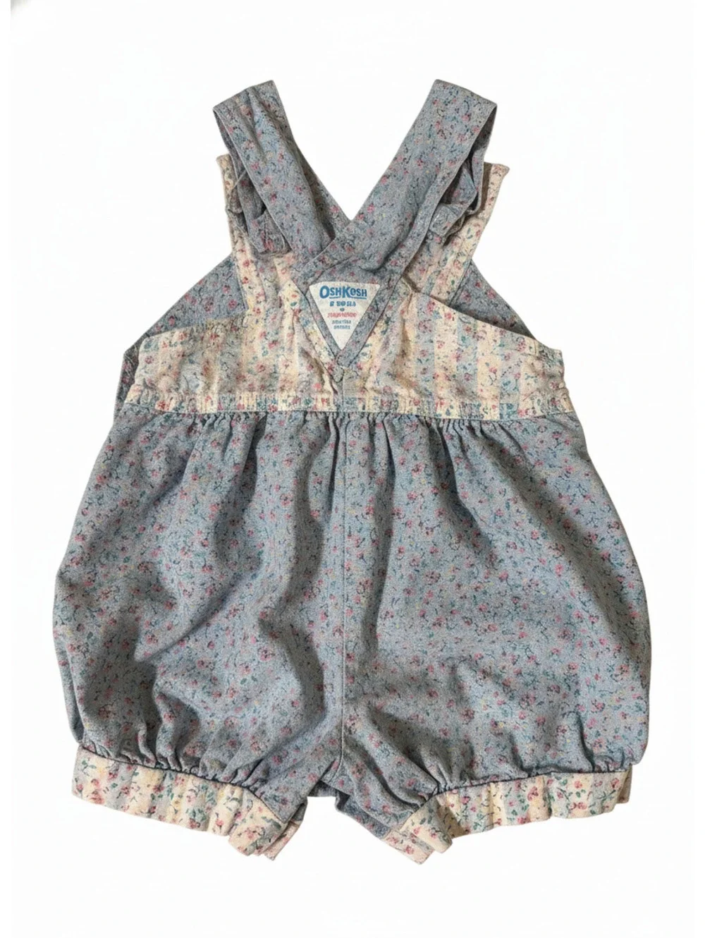 Vintage OshKosh B’Gosh Vestbak Blue Floral Bubble Romper Overall 24M